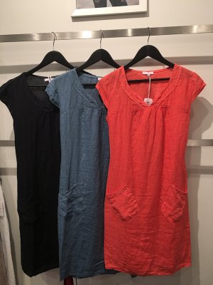 Linen Dress With Broaderie Anglais Trim Detail