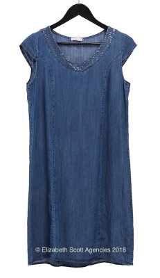 Tencel Dress With Sequin Neckline