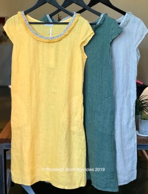 Tribal Neckline Linen Dress