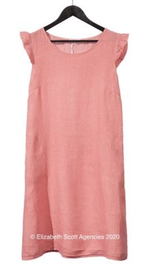 Linen Dress with Frill Cap Sleeve