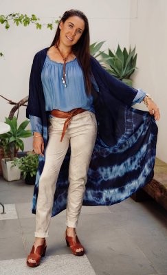Tie Dye Cape In Silk Crepe de Chine