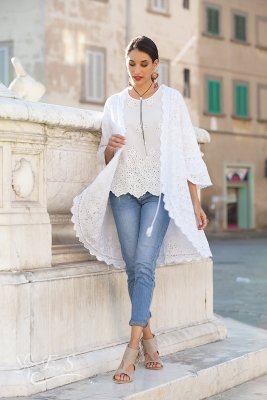Cotton Tie Front Lace Cape