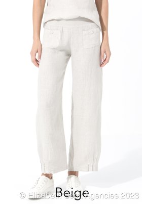 Linen Pants with Covered Button detail