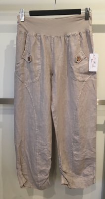 3/4 Linen Pants With Panels