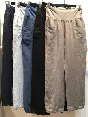 Linen Pants With Curved Pocket