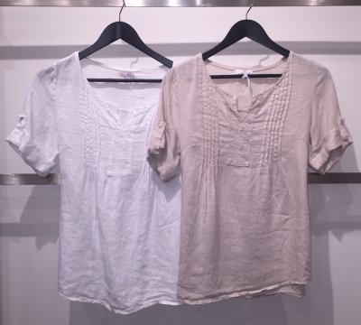 Linen Top With Lace Front Insert