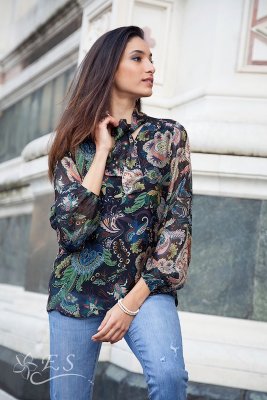 Kashmir Print Tie Front Top