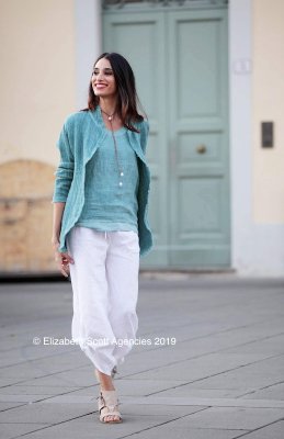 Linen Top with Lurex Trim