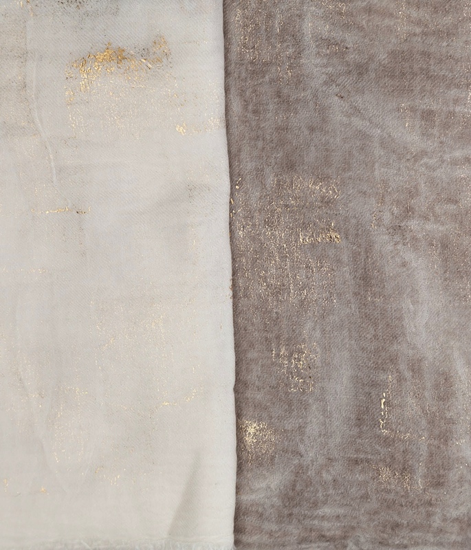 Italian Wool Blend Micromodal Scarf with Gold Metallic Detail